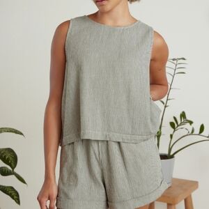 Known Supply Organic Cotton Oberlin Tank In Black & White Stripe Size Medium